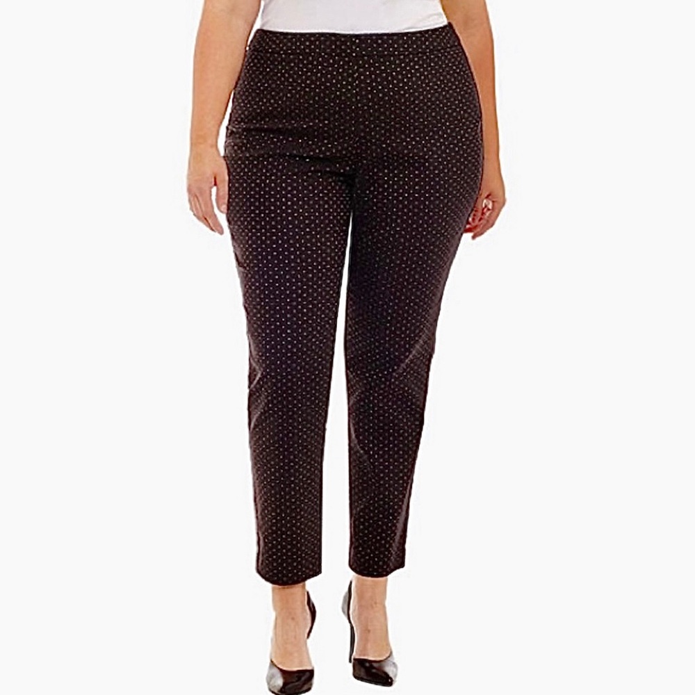 Worthington Black & gold dotted slim leg pant
